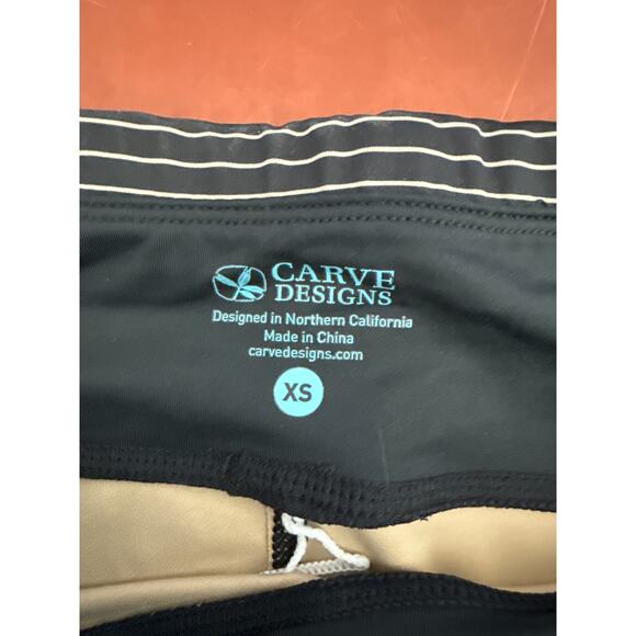 Carve Designs Dana Capri Yoga Pants XS Black Tan Stripe NWOT Eco Active - Picture 4 of 7